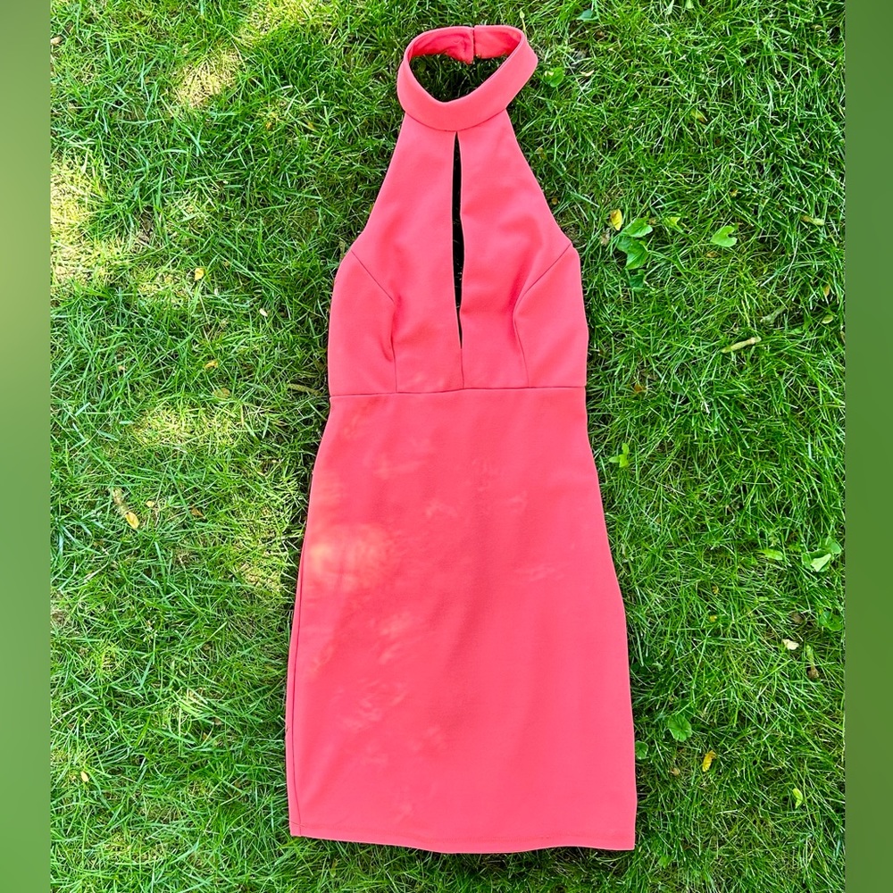 NEW Coral Halter Backless Dress